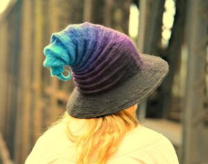curled multicolour wizard hat